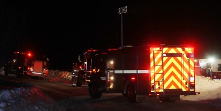 Firefighters with the Fort Kent Fire Department were at the scene of a barn fire on Blaine School Road in Fort Kent on Sunday night, Jan. 1, 2017. (Jessica Potila | SJVT / FhF)