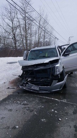 According to police, Douglas Hise, was driving this Cadillac Escalade in the wrong lane on U.S. Route 1, late Saturday morning, Feb. 11, in St. David, when he struck two vehicles within a few miles of one another.