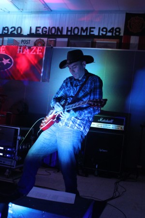 Jacque Pelletier of Fort Kent, guitarist with Tennessee Haze, plays at the American Legion Hall, last November. (Don Eno | SJVT/FhF)