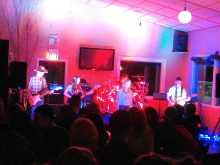 New Generation, a band of Fort Kent Community High School juniors, played at Lonesome Pine Trails in Fort Kent, Feb. 17. (Don Eno | SJVT/FhF)